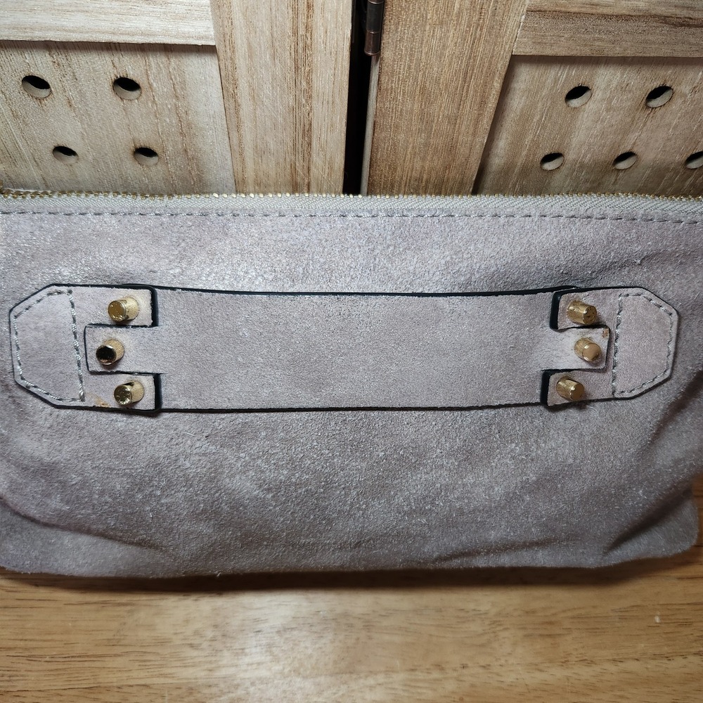 She+Lo Next Chapter Clutch Gray Leather Pouch Purse